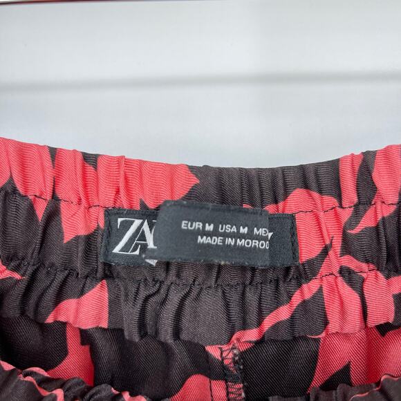 ZARA | Coral Chocolate Brown Botanical Floral Matching Satin Pajama Set M - Picture 9 of 13